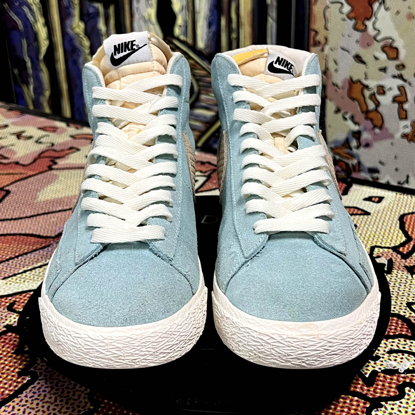 Nike Blazer Mid Premium Vintage QS Suede Ice Cream cleaned by Dope Street Shoes in Dallas, Texas.