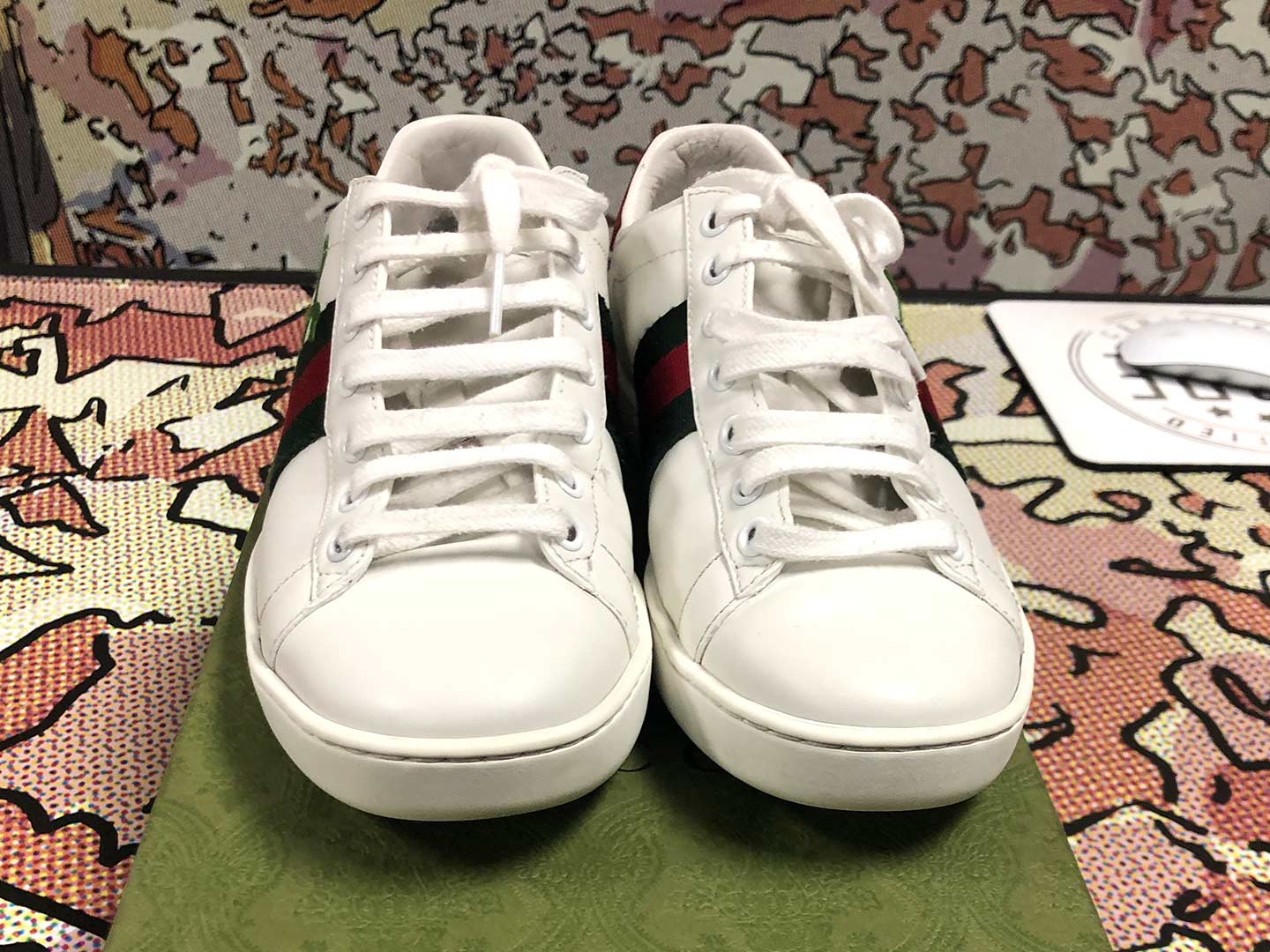 Gucci Ace Women's Sneaker with Cherry Before Cleaning Toes
